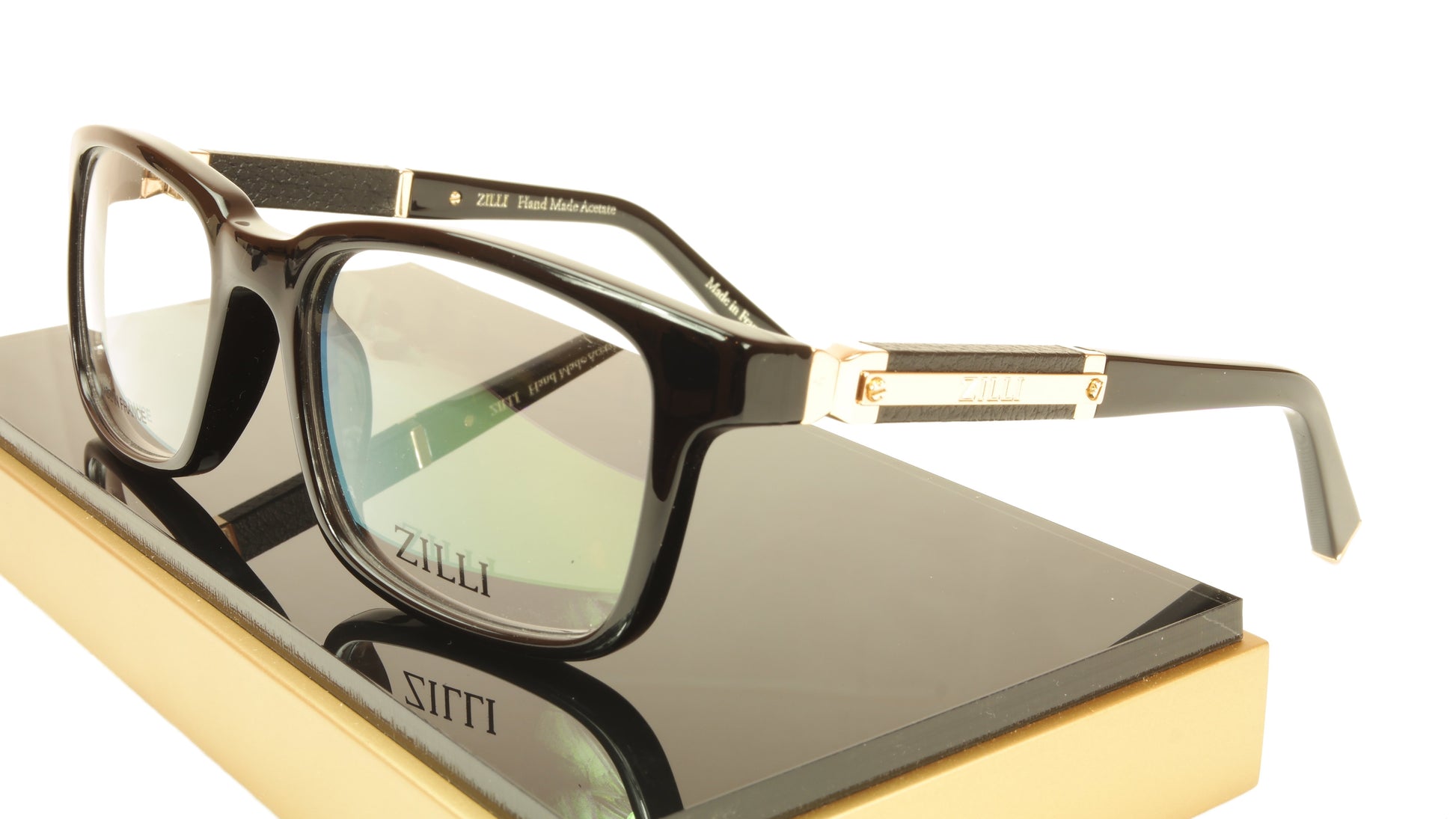 ZILLI Eyeglasses Frame Acetate Leather Titanium France Hand Made ZI 60004 C01 - Frame Bay