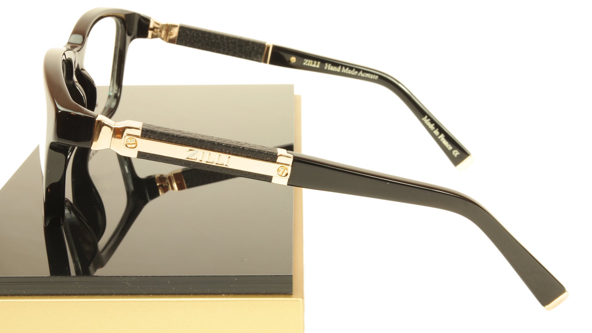 ZILLI Eyeglasses Frame Acetate Leather Titanium France Hand Made ZI 60004 C01 - Frame Bay