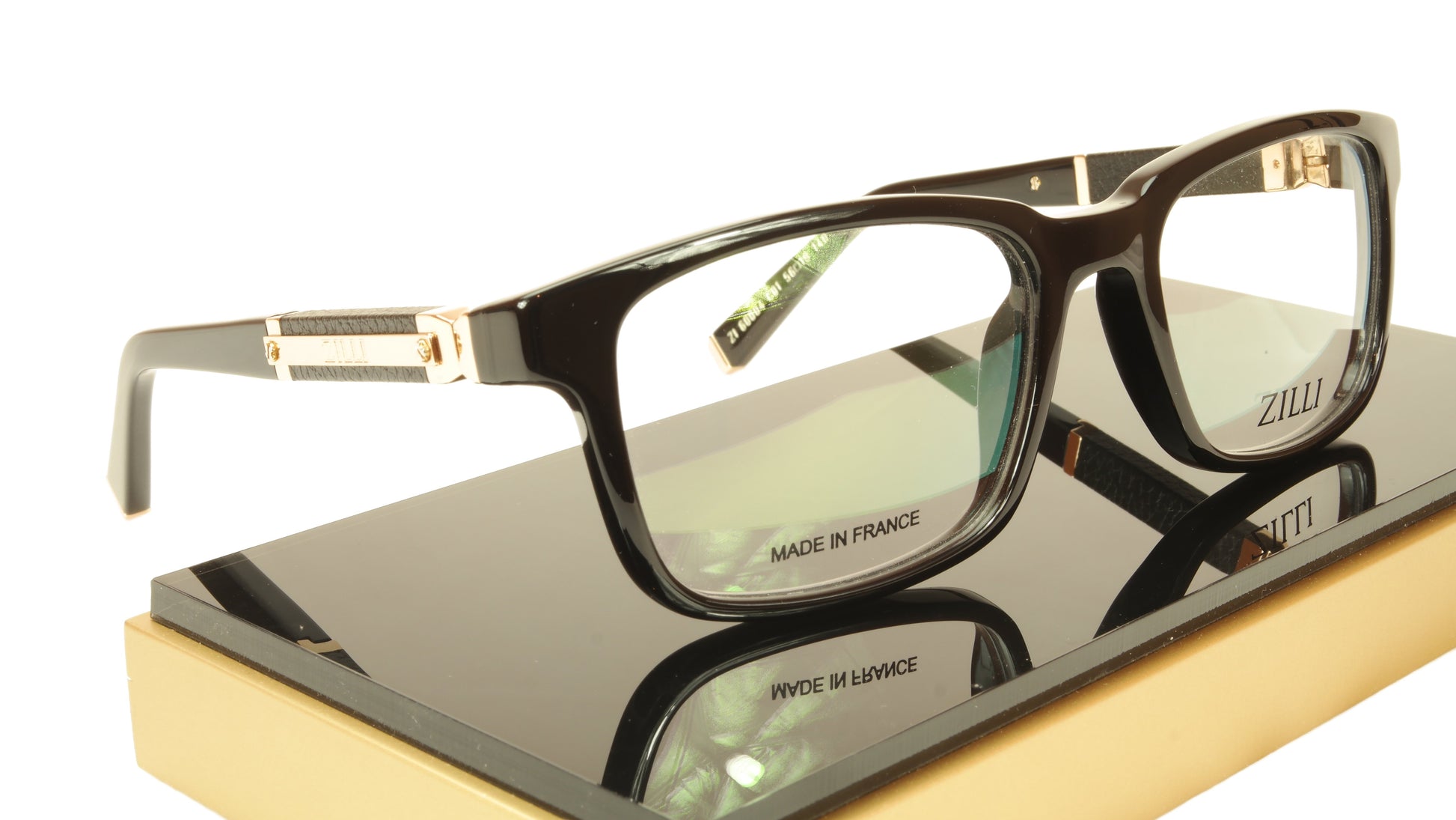 ZILLI Eyeglasses Frame Acetate Leather Titanium France Hand Made ZI 60004 C01 - Frame Bay