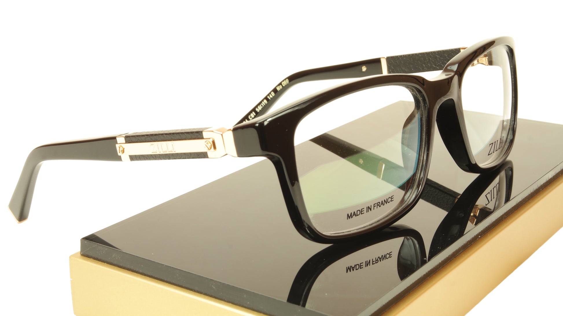 ZILLI Eyeglasses Frame Acetate Leather Titanium France Hand Made ZI 60004 C01 - Frame Bay