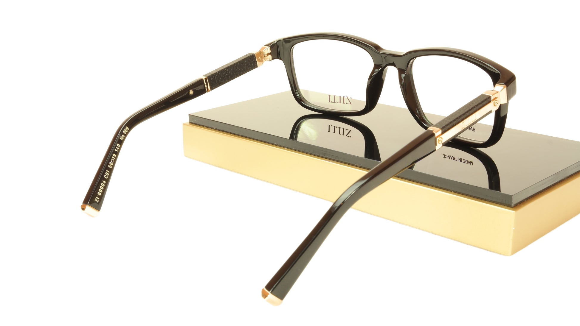 ZILLI Eyeglasses Frame Acetate Leather Titanium France Hand Made ZI 60004 C01 - Frame Bay