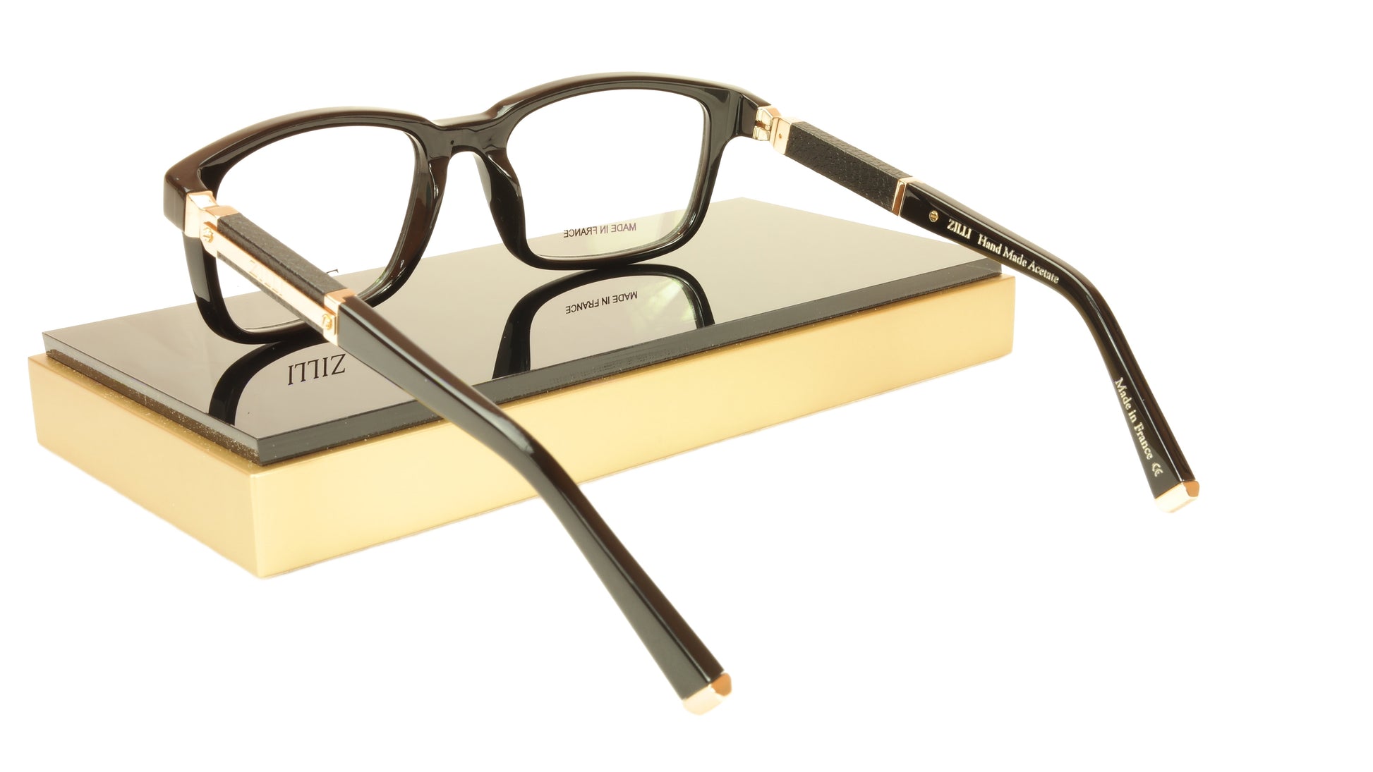 ZILLI Eyeglasses Frame Acetate Leather Titanium France Hand Made ZI 60004 C01 - Frame Bay