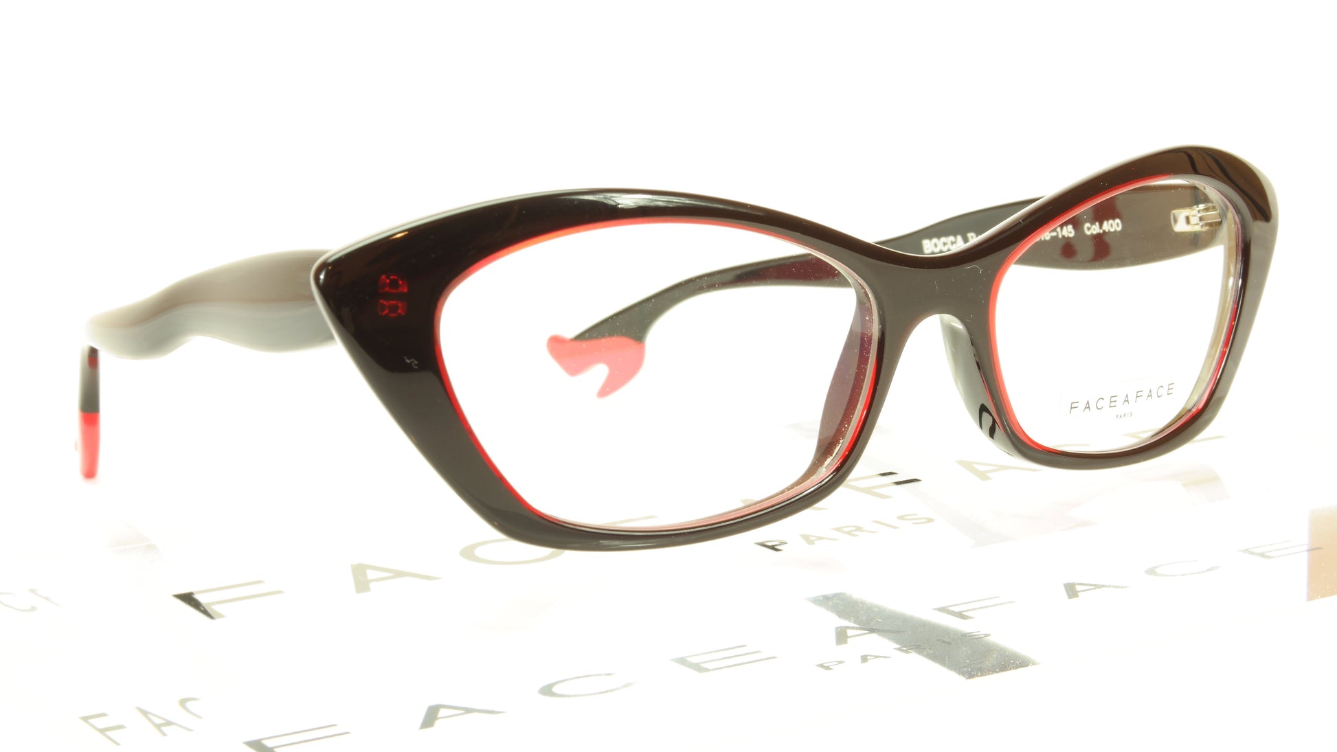 Face A Face Bocca Rock 2 Col. 400 Black Red Eyeglasses Italy Hand Made - Frame Bay