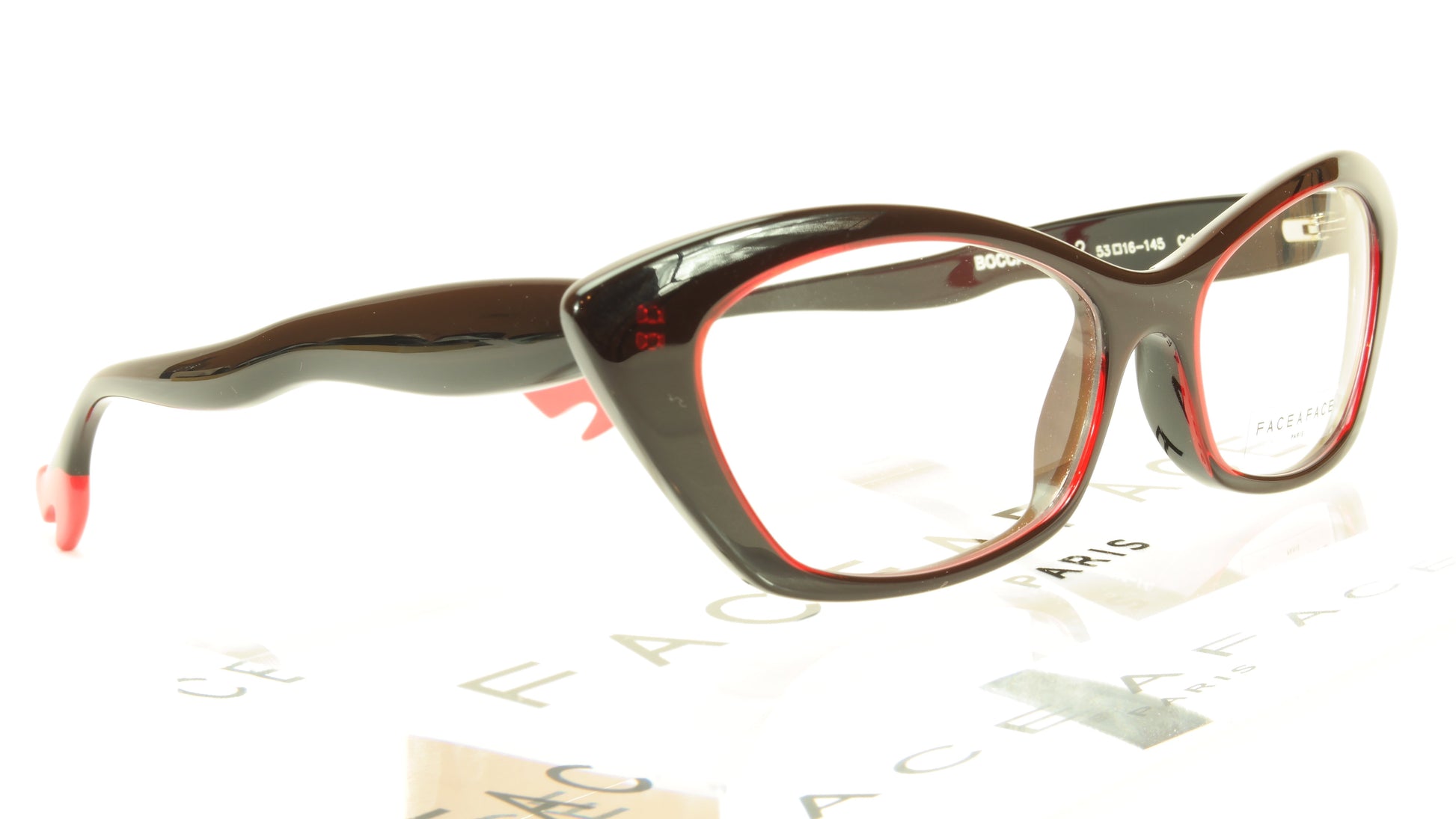 Face A Face Bocca Rock 2 Col. 400 Black Red Eyeglasses Italy Hand Made - Frame Bay