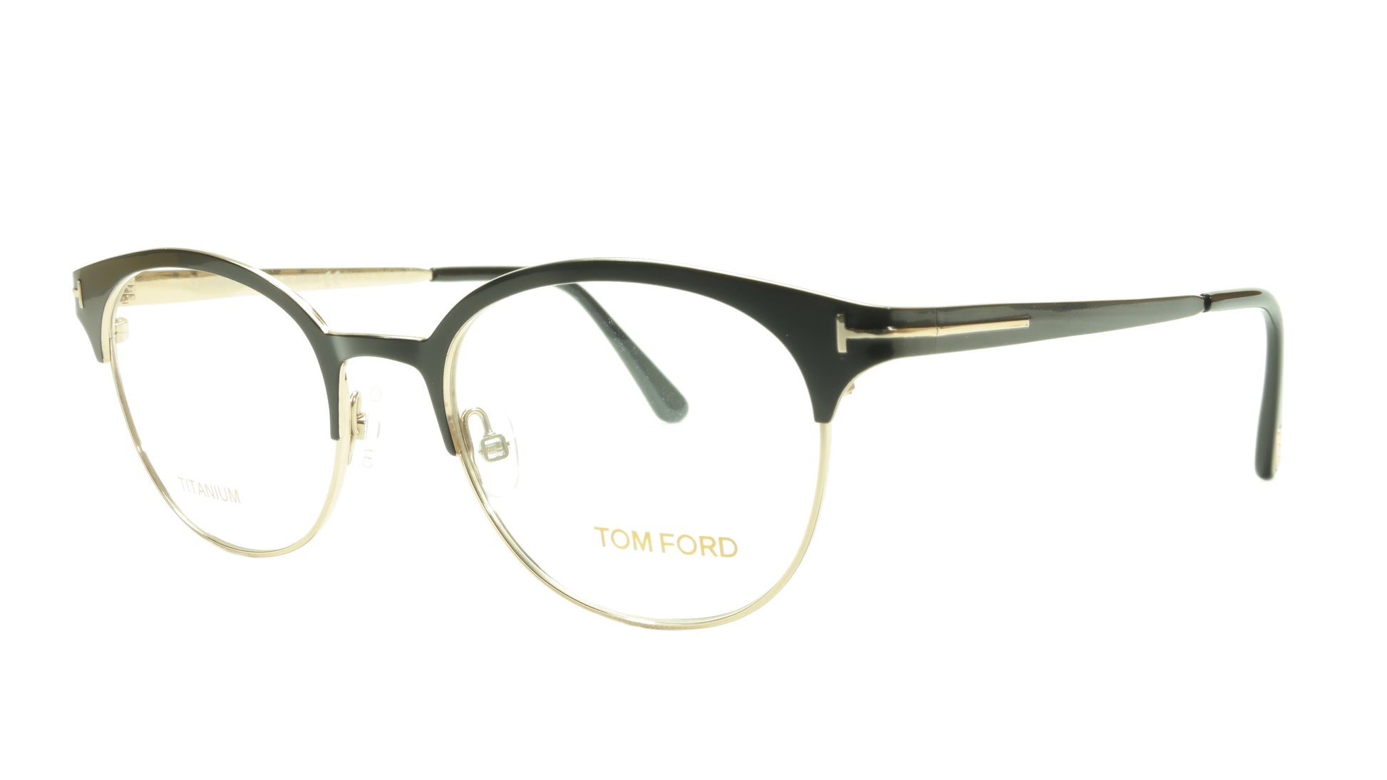 Tom Ford Eyeglasses Frame TF5382 005 Titanium Black Gold Made In Japan 50-19-145 - Frame Bay