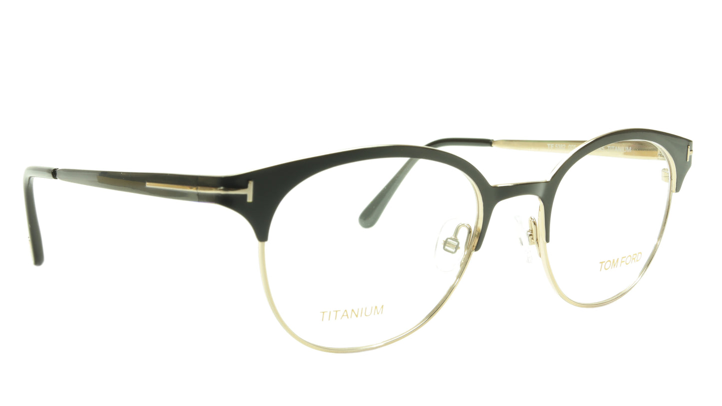 Tom Ford Eyeglasses Frame TF5382 005 Titanium Black Gold Made In Japan 50-19-145 - Frame Bay