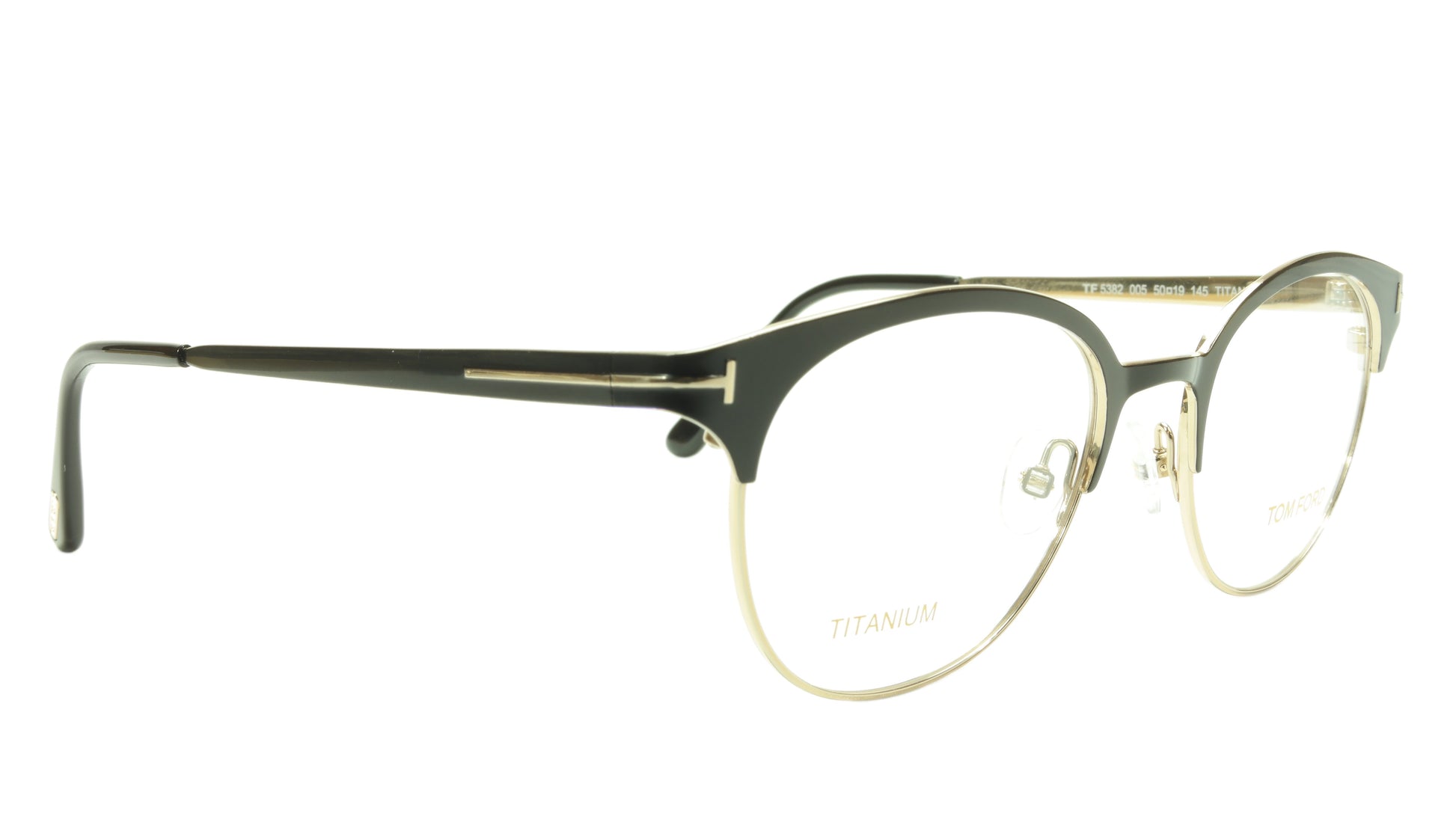 Tom Ford Eyeglasses Frame TF5382 005 Titanium Black Gold Made In Japan 50-19-145 - Frame Bay