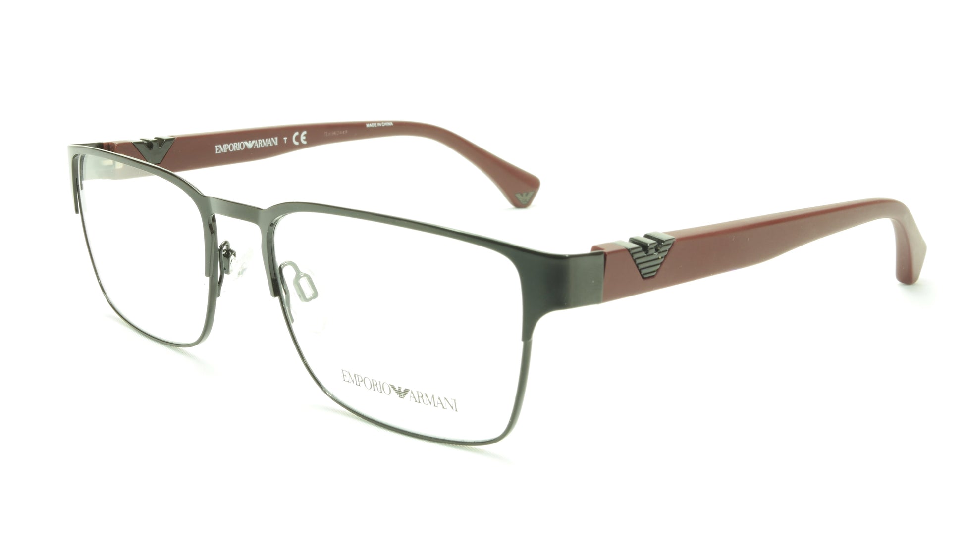 Emporio Armani EA1027 3014 Eyeglasses Frame Acetate Black Dark Red - Frame Bay