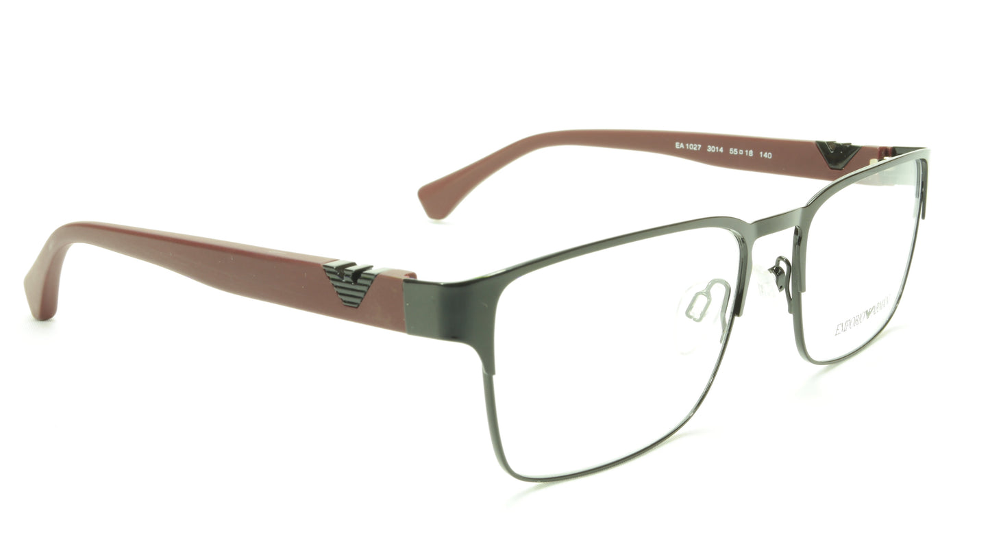 Emporio Armani EA1027 3014 Eyeglasses Frame Acetate Black Dark Red - Frame Bay