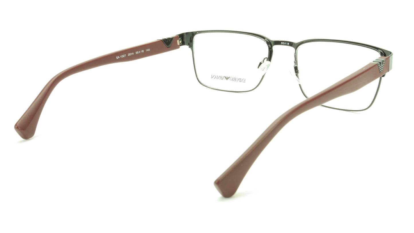 Emporio Armani EA1027 3014 Eyeglasses Frame Acetate Black Dark Red - Frame Bay