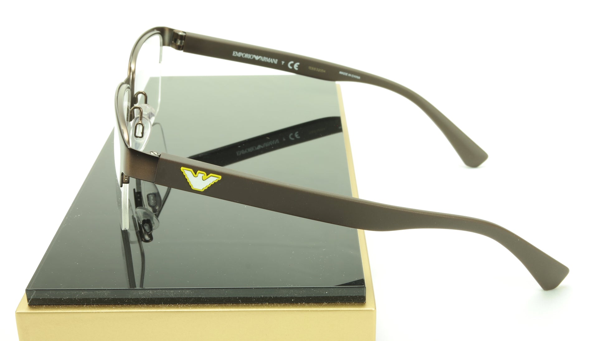 Emporio Armani EA1055 3164 Eyeglasses Frame Acetate Metal Brown - Frame Bay