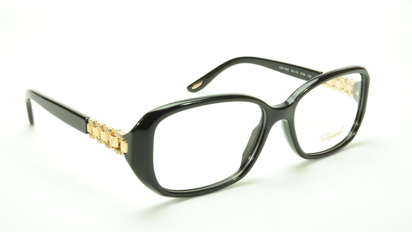 Chopard Eyeglasses Frame VCH 155S 0700 Acetate Black Gold Italy Made 53-15-135 - Frame Bay