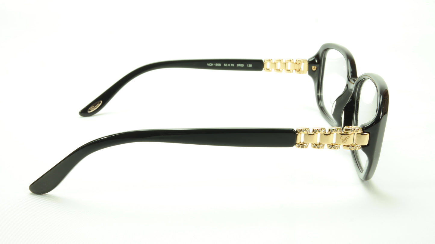 Chopard Eyeglasses Frame VCH 155S 0700 Acetate Black Gold Italy Made 53-15-135 - Frame Bay