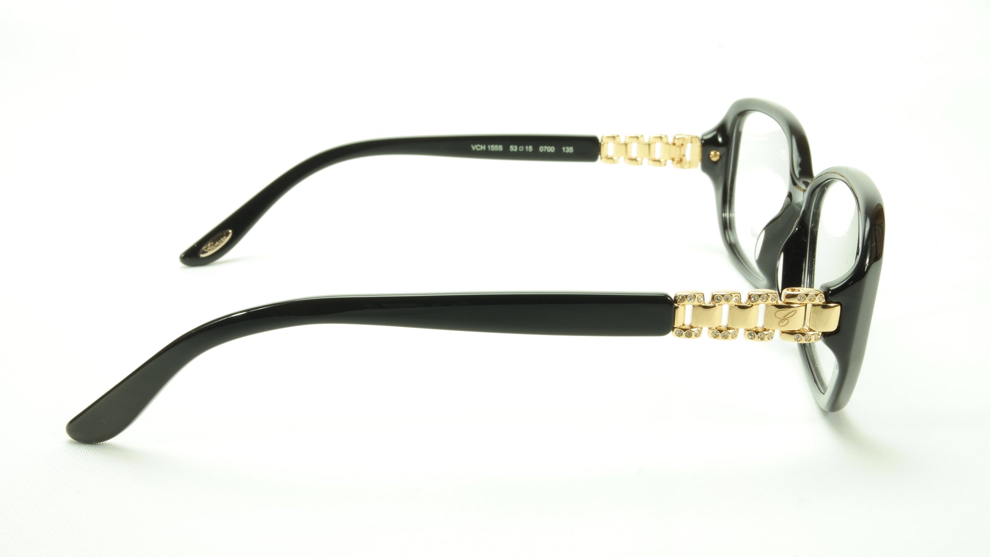 Chopard Eyeglasses Frame VCH 155S 0700 Acetate Black Gold Italy Made 53-15-135 - Frame Bay