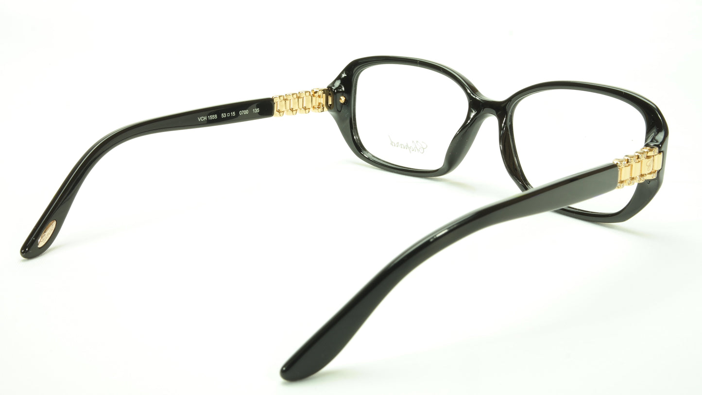 Chopard Eyeglasses Frame VCH 155S 0700 Acetate Black Gold Italy Made 53-15-135 - Frame Bay