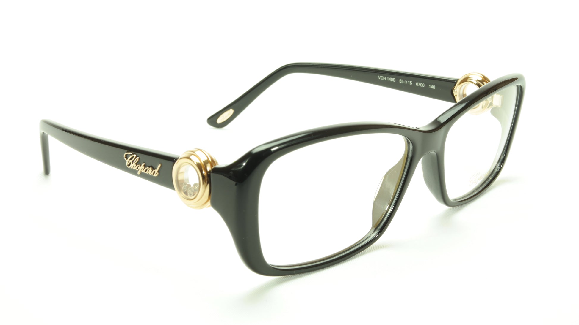 Chopard Eyeglasses Frame VCH 140S 0700 Acetate Black Gold Italy Made 55-15-140 - Frame Bay