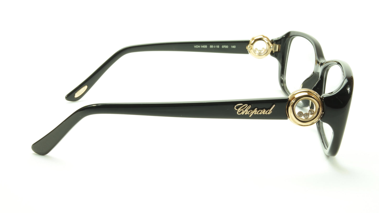 Chopard Eyeglasses Frame VCH 140S 0700 Acetate Black Gold Italy Made 55-15-140 - Frame Bay