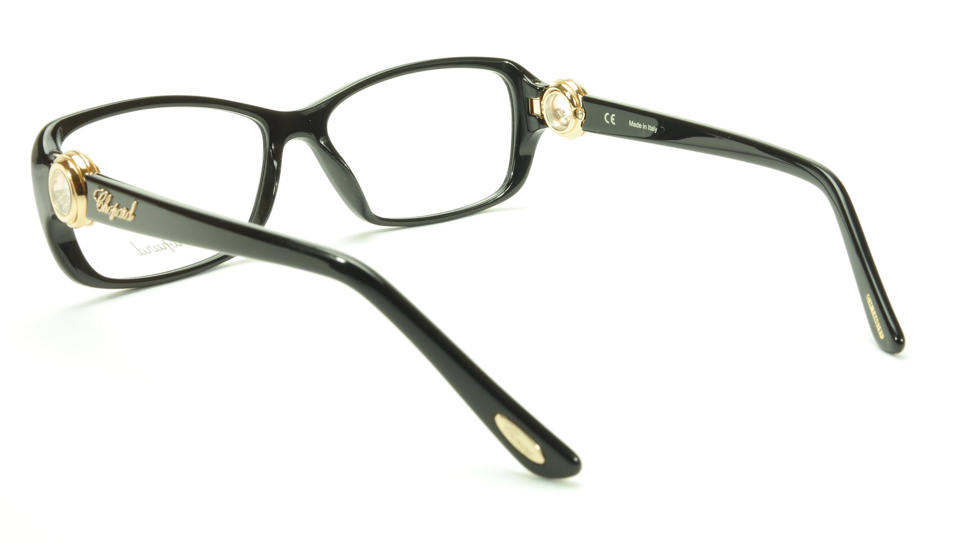 Chopard Eyeglasses Frame VCH 140S 0700 Acetate Black Gold Italy Made 55-15-140 - Frame Bay