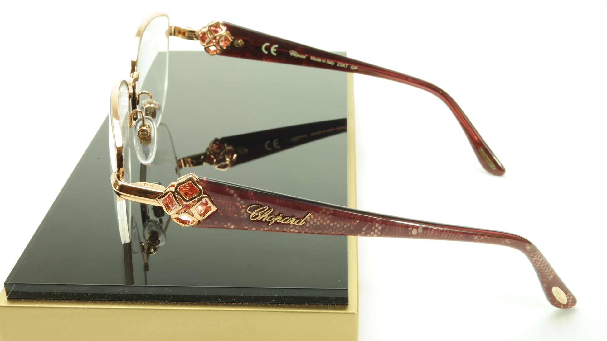 Chopard Eyeglasses Frame VCH A93G 08FC Acetate Gold Plated Italy Made 53-17-140 - Frame Bay