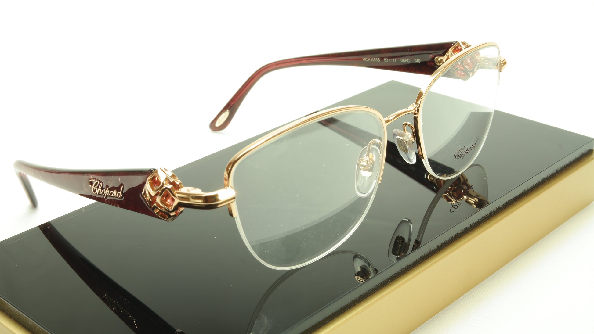 Chopard Eyeglasses Frame VCH A93G 08FC Acetate Gold Plated Italy Made 53-17-140 - Frame Bay