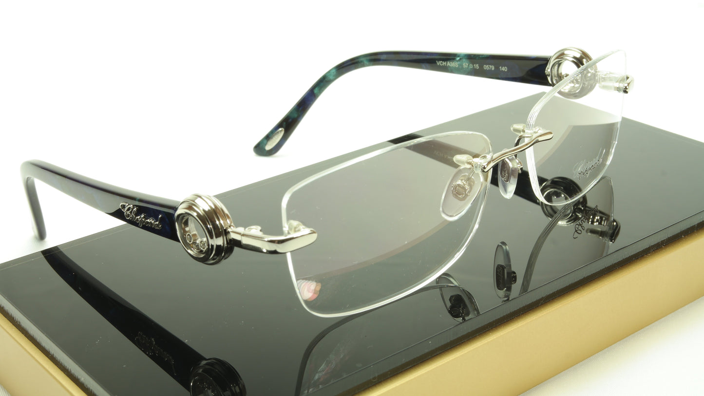 Chopard Eyeglasses Frame VCH A36S 0579 Acetate White Gold Plated Italy 57-15-140 - Frame Bay