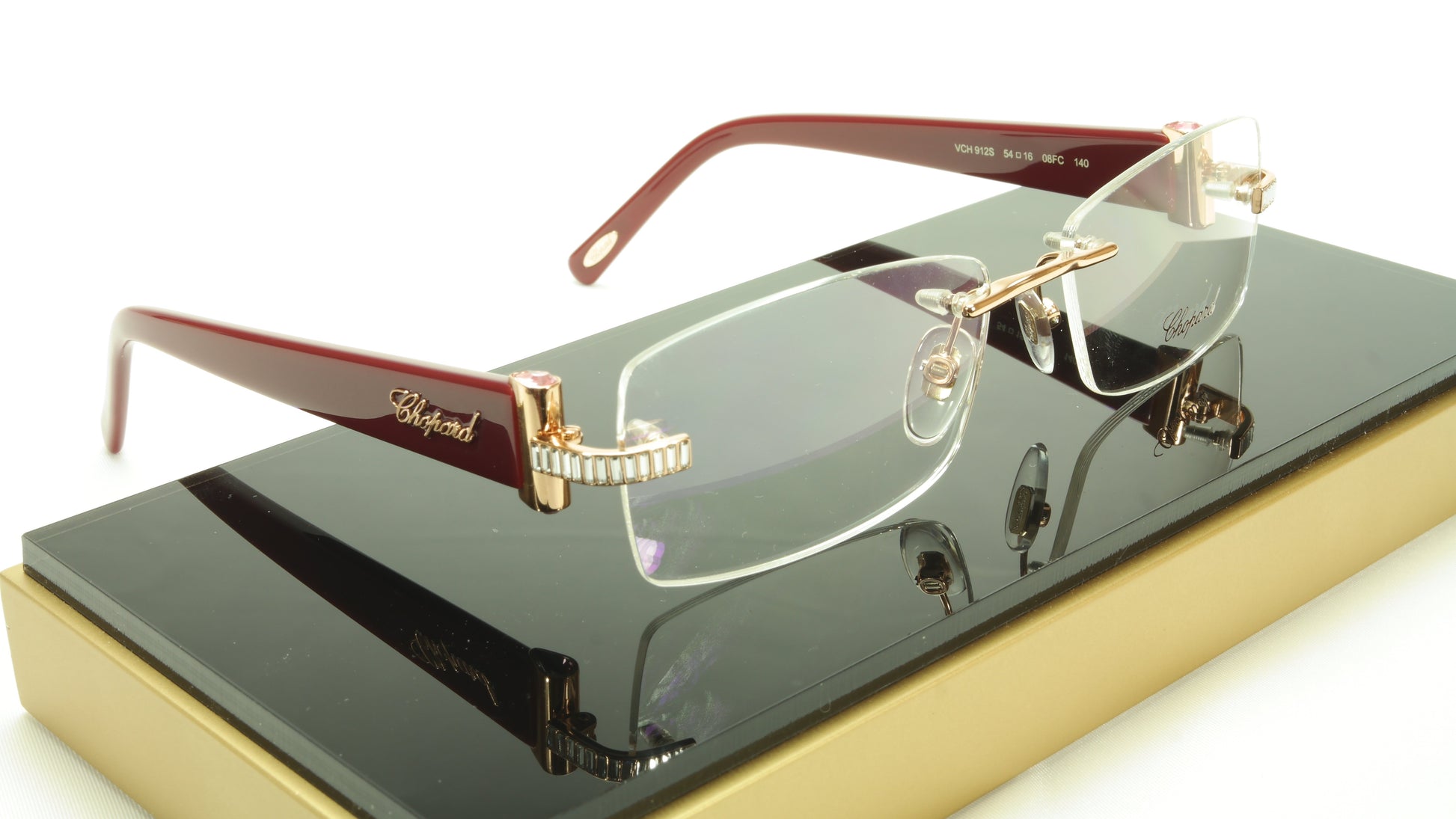 Chopard Eyeglasses Frame VCH 912S 08FC Acetate Gold Plated Italy Made 54-16-140 - Frame Bay