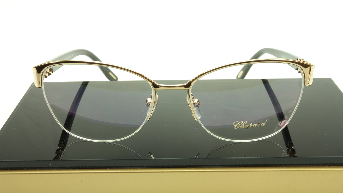 Chopard Eyeglasses Frame VCH A67S 0300 Acetate Black Gold Italy Made 55-17-135 - Frame Bay