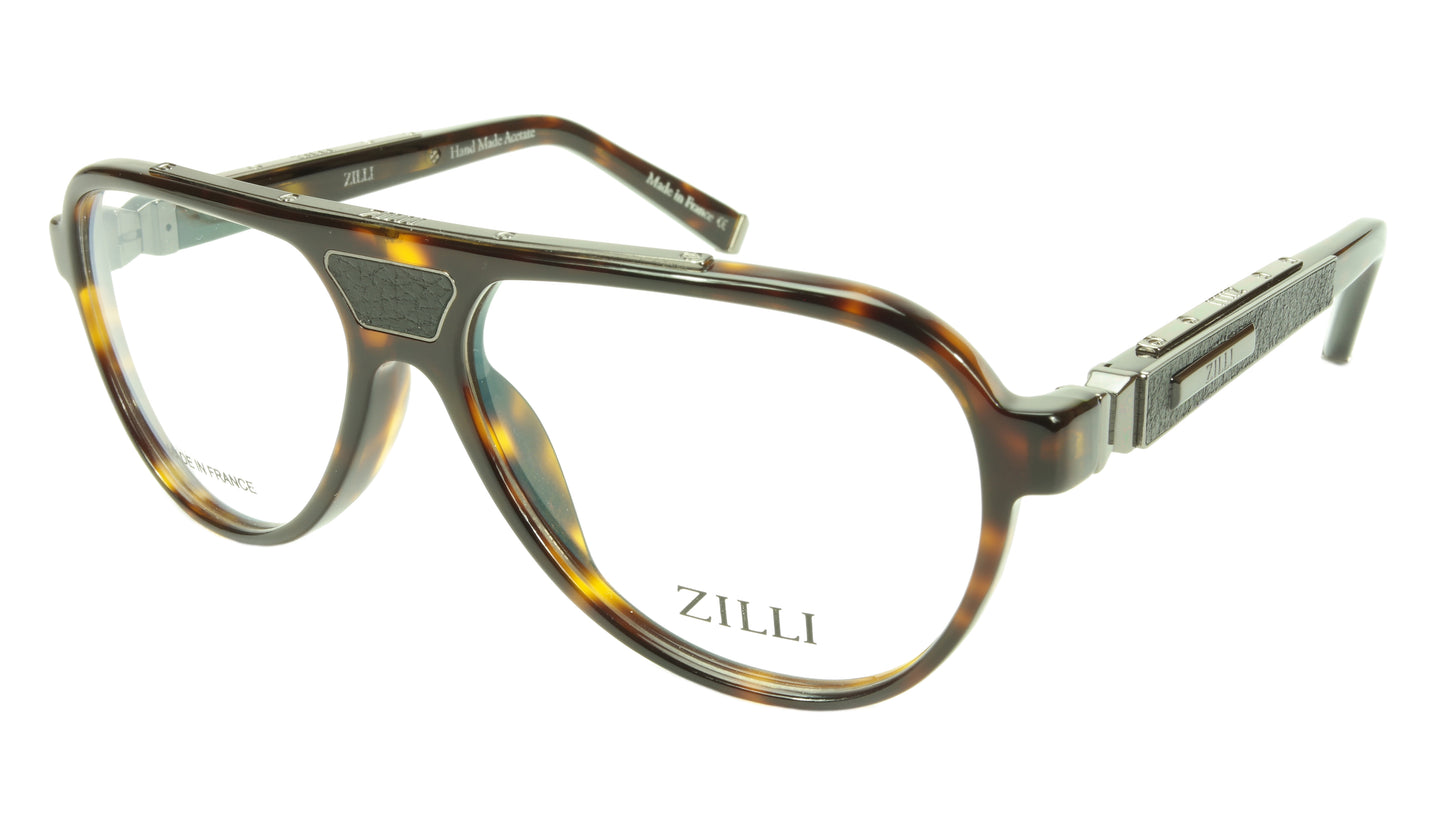 ZILLI Eyeglasses Frame Acetate Leather Titanium France Hand Made ZI 60000 C02 - Frame Bay