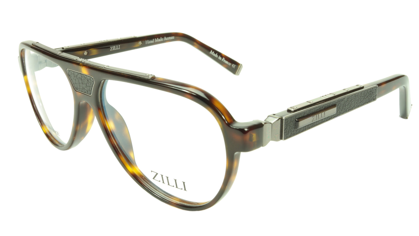 ZILLI Eyeglasses Frame Acetate Leather Titanium France Hand Made ZI 60000 C02 - Frame Bay
