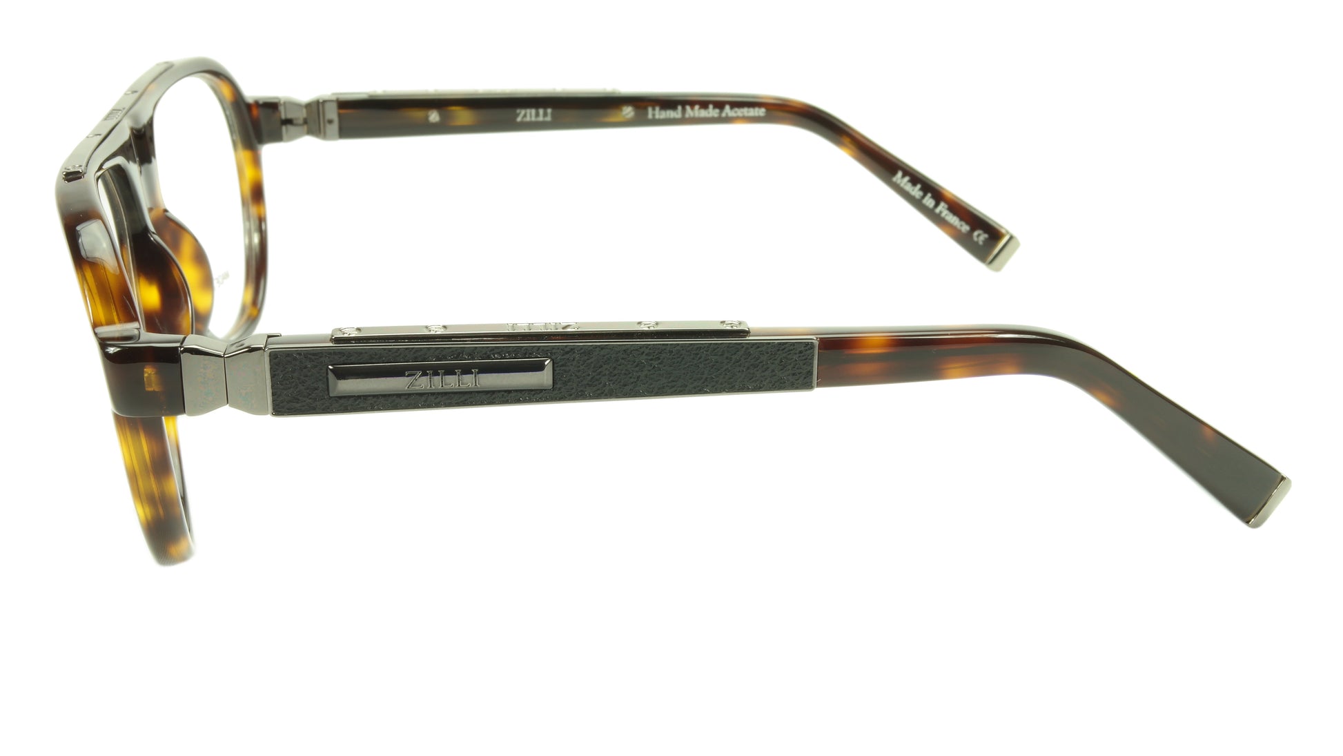 ZILLI Eyeglasses Frame Acetate Leather Titanium France Hand Made ZI 60000 C02 - Frame Bay
