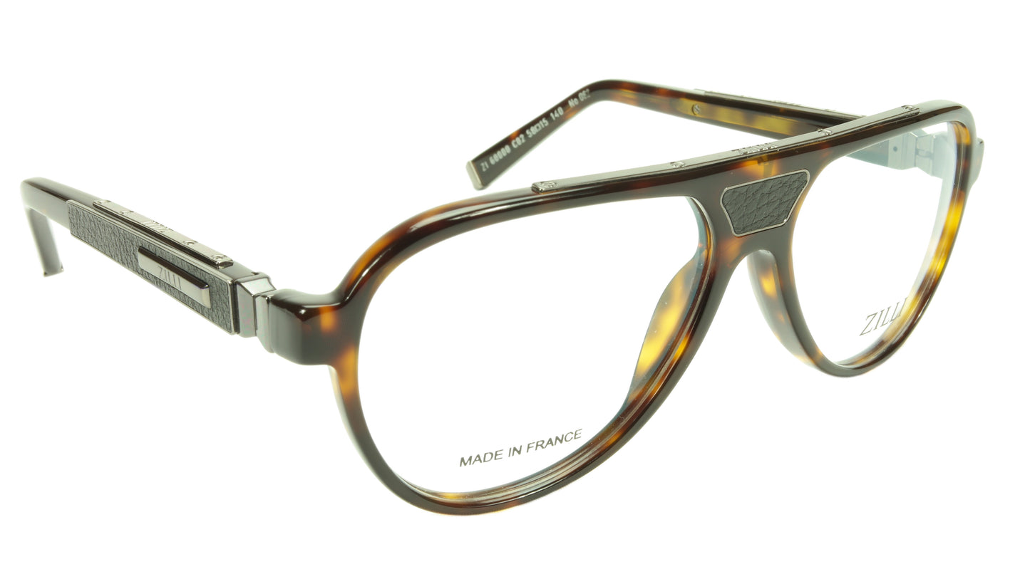 ZILLI Eyeglasses Frame Acetate Leather Titanium France Hand Made ZI 60000 C02 - Frame Bay