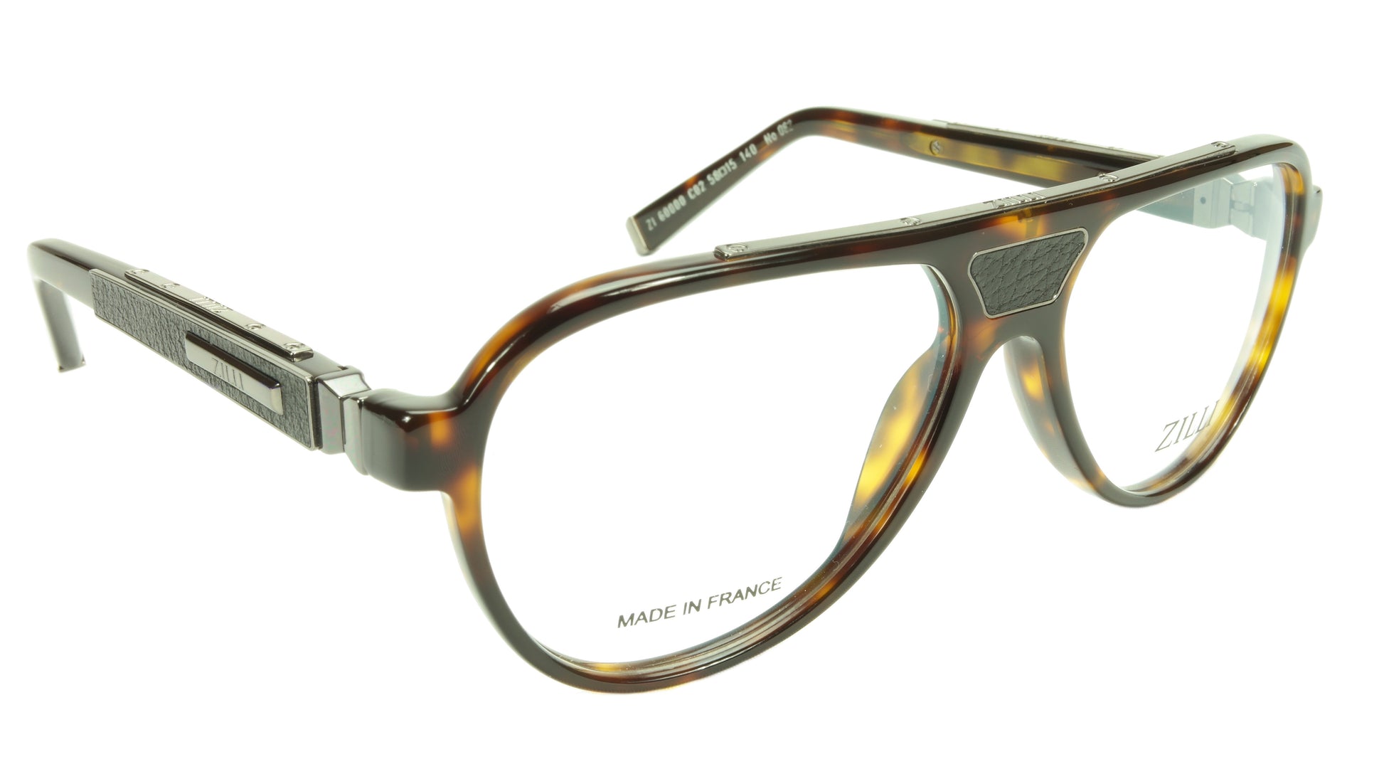 ZILLI Eyeglasses Frame Acetate Leather Titanium France Hand Made ZI 60000 C02 - Frame Bay