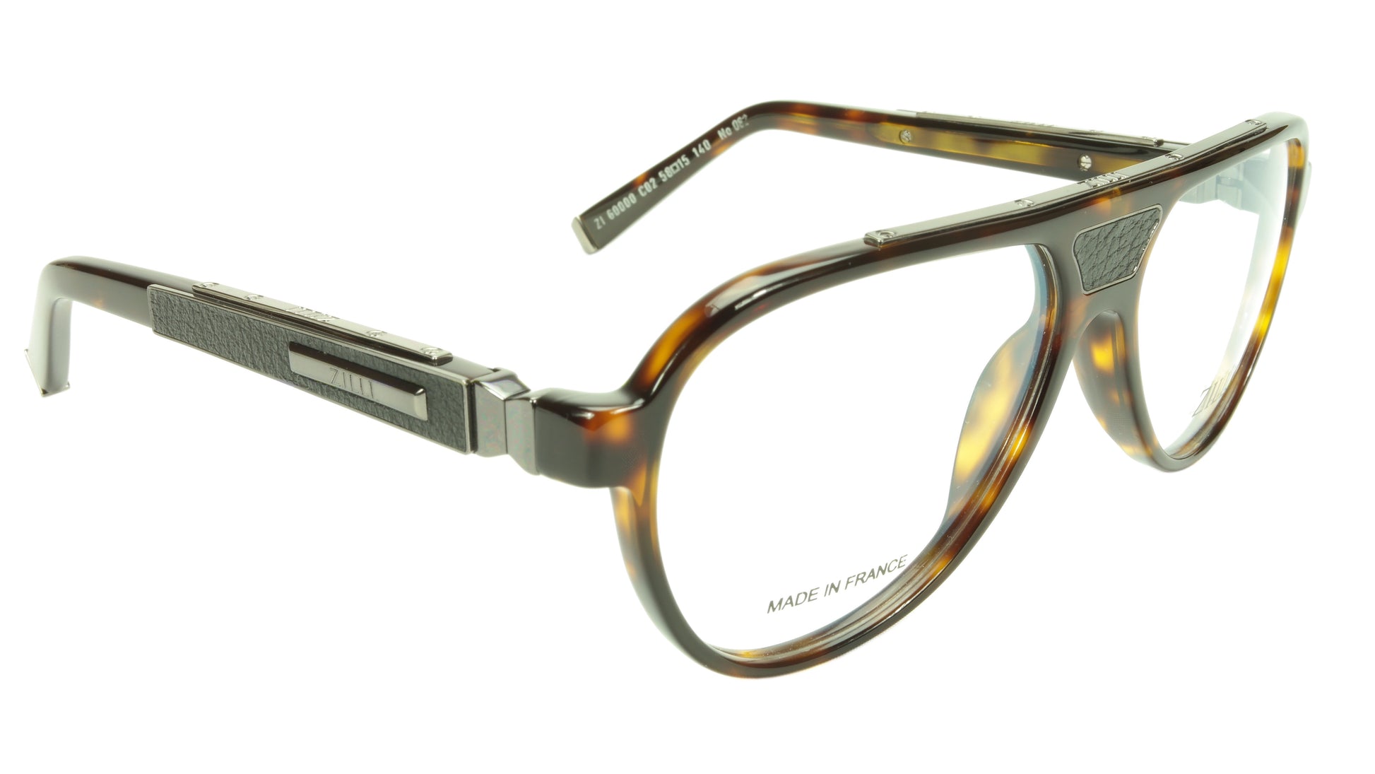 ZILLI Eyeglasses Frame Acetate Leather Titanium France Hand Made ZI 60000 C02 - Frame Bay