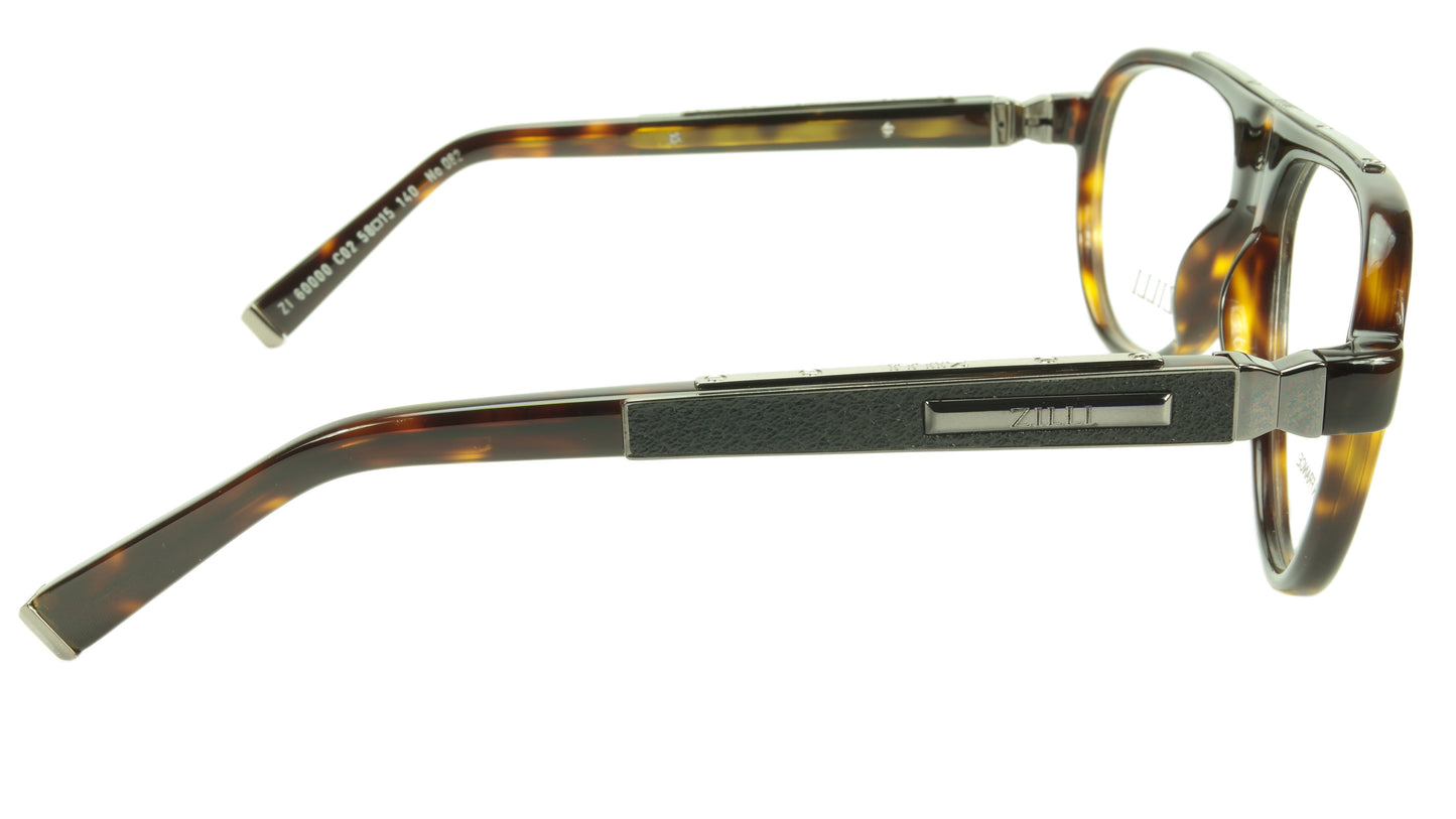 ZILLI Eyeglasses Frame Acetate Leather Titanium France Hand Made ZI 60000 C02 - Frame Bay