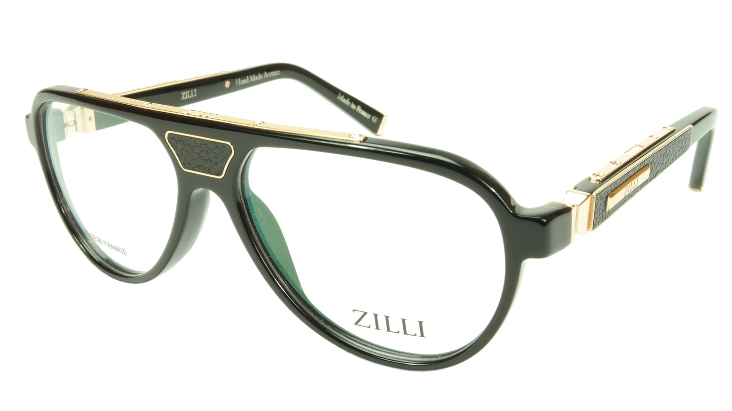ZILLI Eyeglasses Frame Acetate Leather Titanium France Hand Made ZI 60000 C03 - Frame Bay