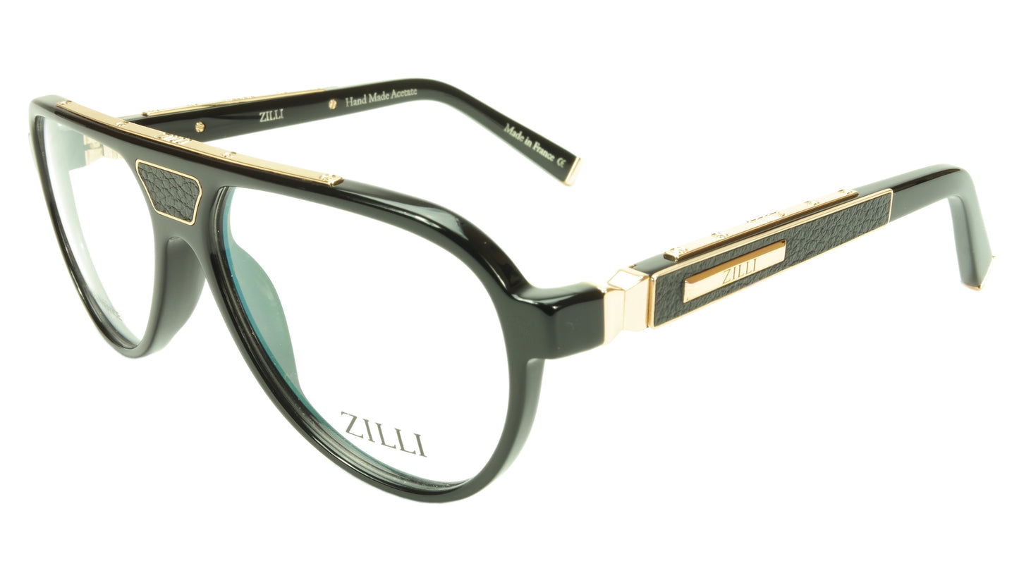 ZILLI Eyeglasses Frame Acetate Leather Titanium France Hand Made ZI 60000 C03 - Frame Bay