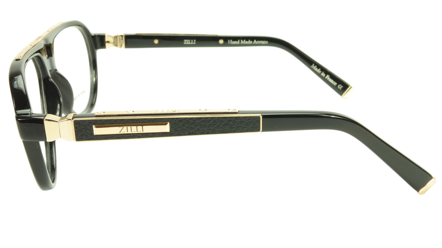 ZILLI Eyeglasses Frame Acetate Leather Titanium France Hand Made ZI 60000 C03 - Frame Bay