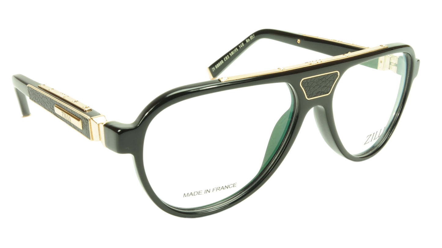 ZILLI Eyeglasses Frame Acetate Leather Titanium France Hand Made ZI 60000 C03 - Frame Bay