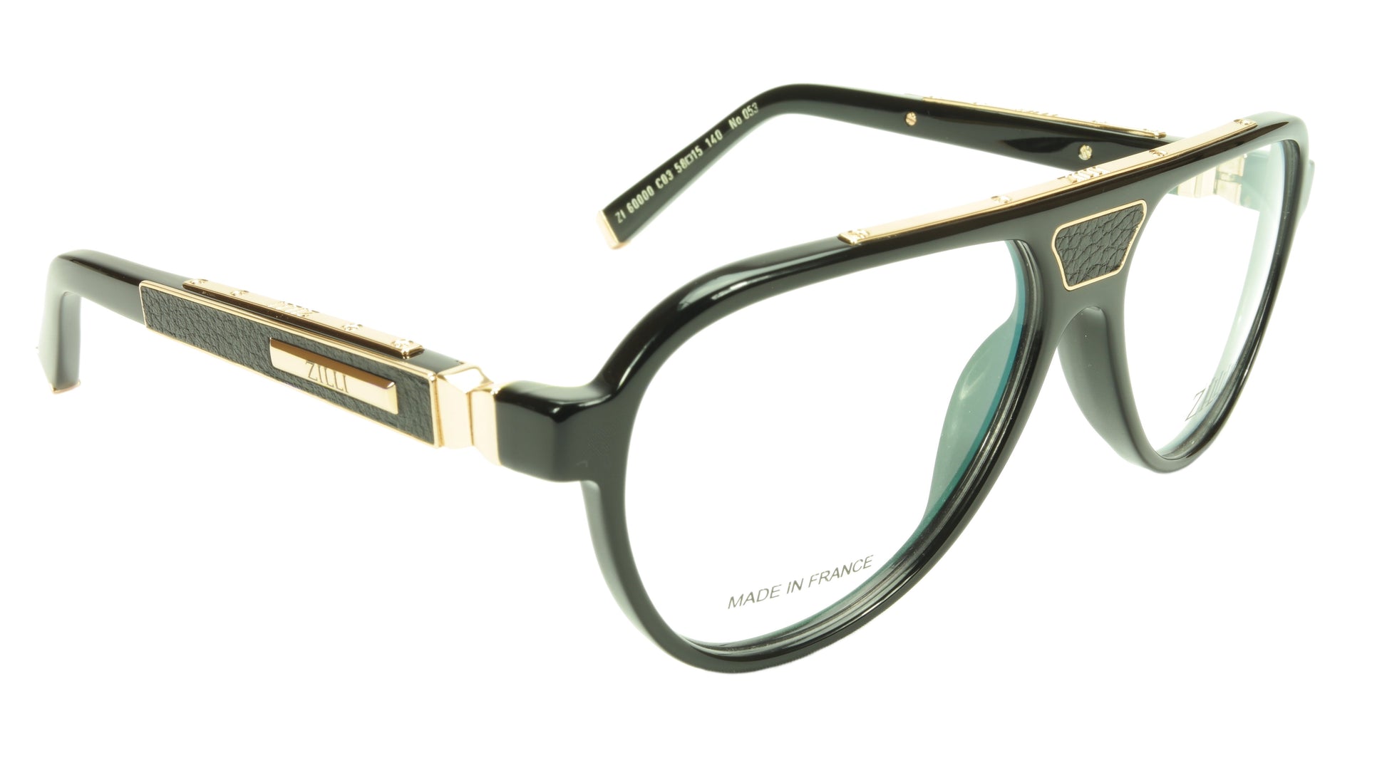 ZILLI Eyeglasses Frame Acetate Leather Titanium France Hand Made ZI 60000 C03 - Frame Bay