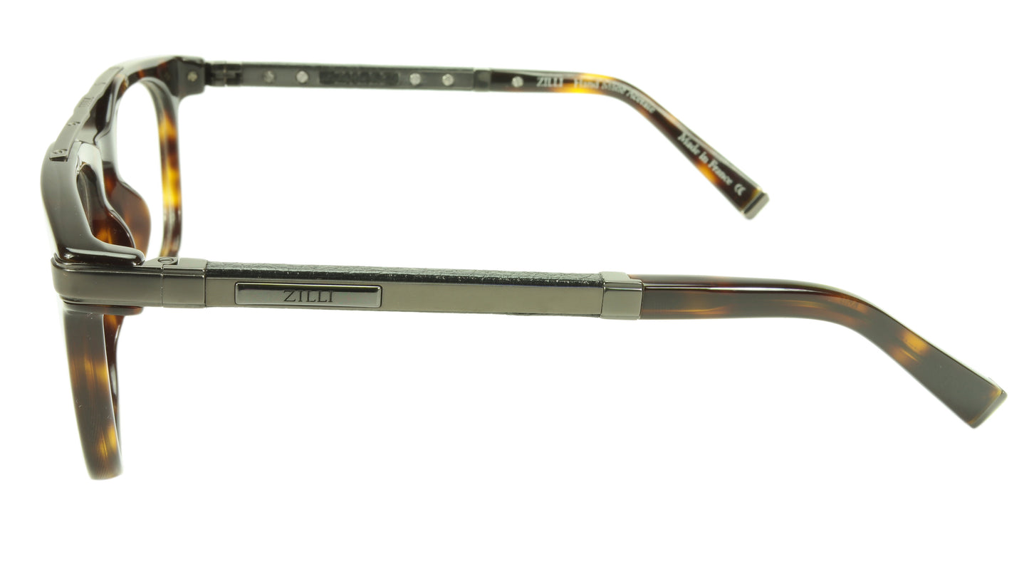 ZILLI Eyeglasses Frame Acetate Leather Titanium France Hand Made ZI 60018 C03 - Frame Bay