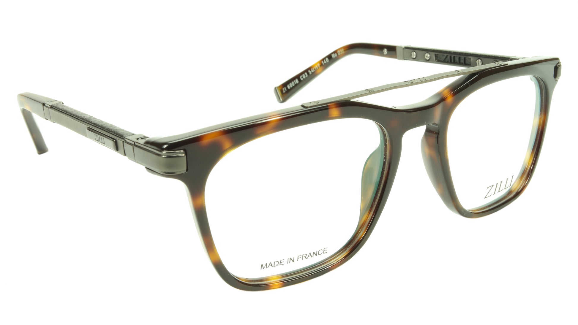 ZILLI Eyeglasses Frame Acetate Leather Titanium France Hand Made ZI 60018 C03 - Frame Bay