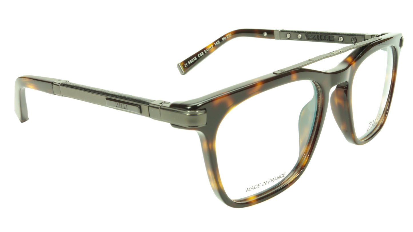 ZILLI Eyeglasses Frame Acetate Leather Titanium France Hand Made ZI 60018 C03 - Frame Bay
