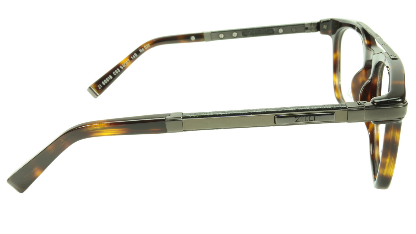 ZILLI Eyeglasses Frame Acetate Leather Titanium France Hand Made ZI 60018 C03 - Frame Bay