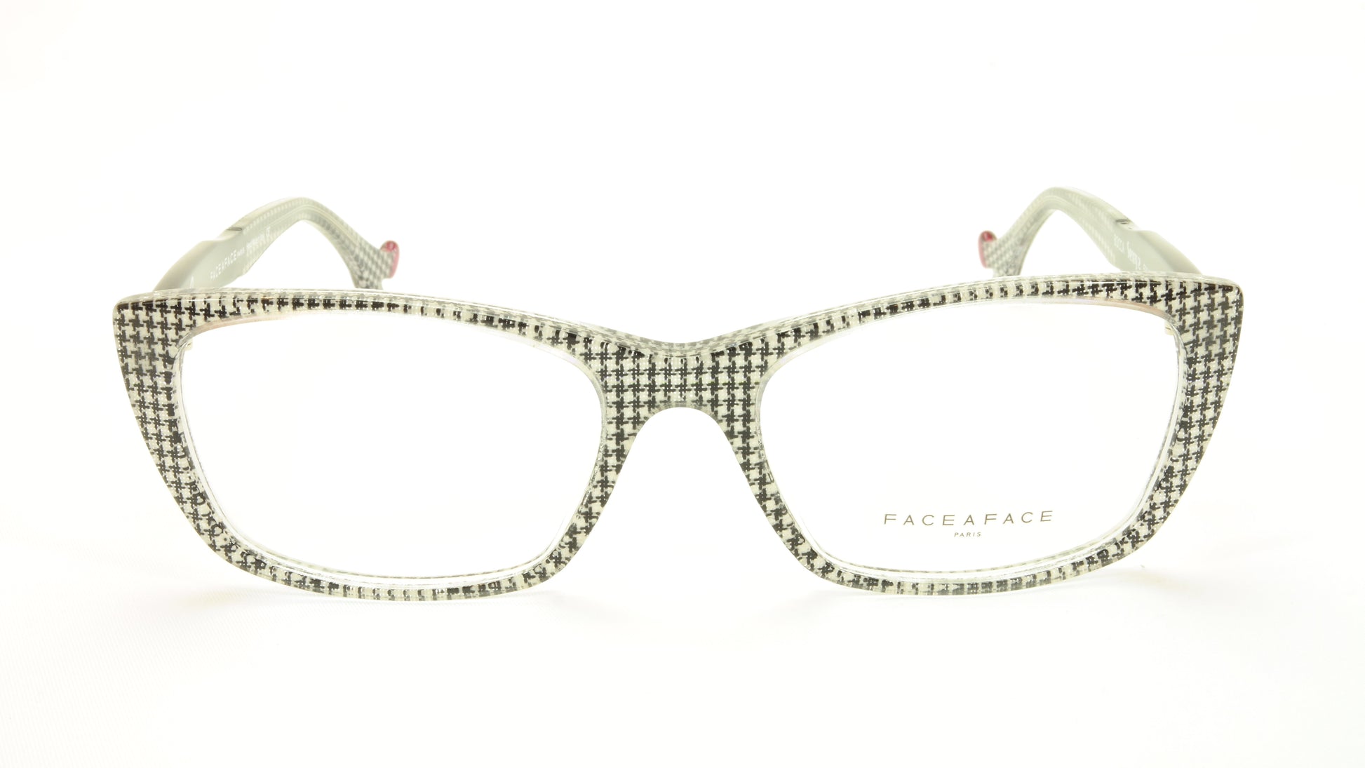 Face A Face Bocca Sexy 2 Col AT17 Houndstooth Black Red Eyeglasses Made in Italy - Frame Bay