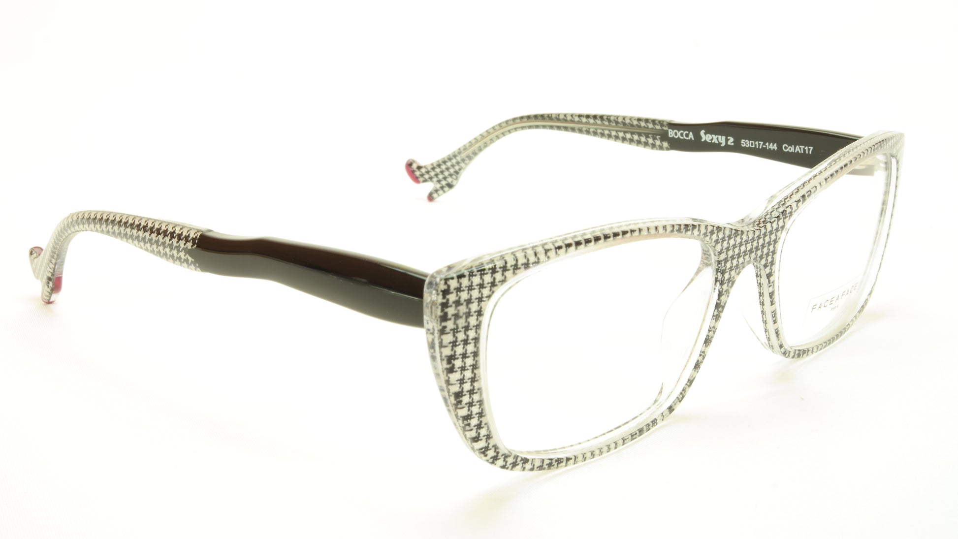 Face A Face Bocca Sexy 2 Col AT17 Houndstooth Black Red Eyeglasses Made in Italy - Frame Bay
