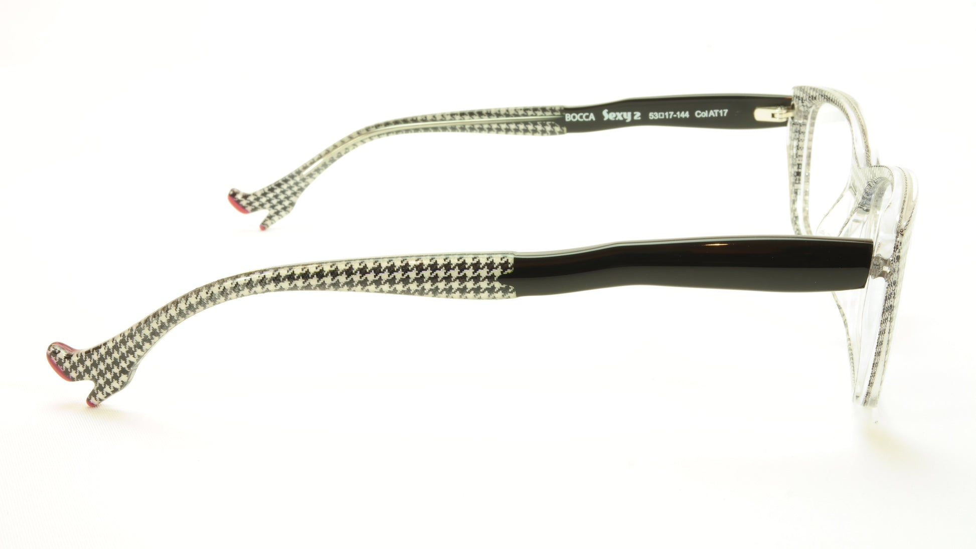 Face A Face Bocca Sexy 2 Col AT17 Houndstooth Black Red Eyeglasses Made in Italy - Frame Bay