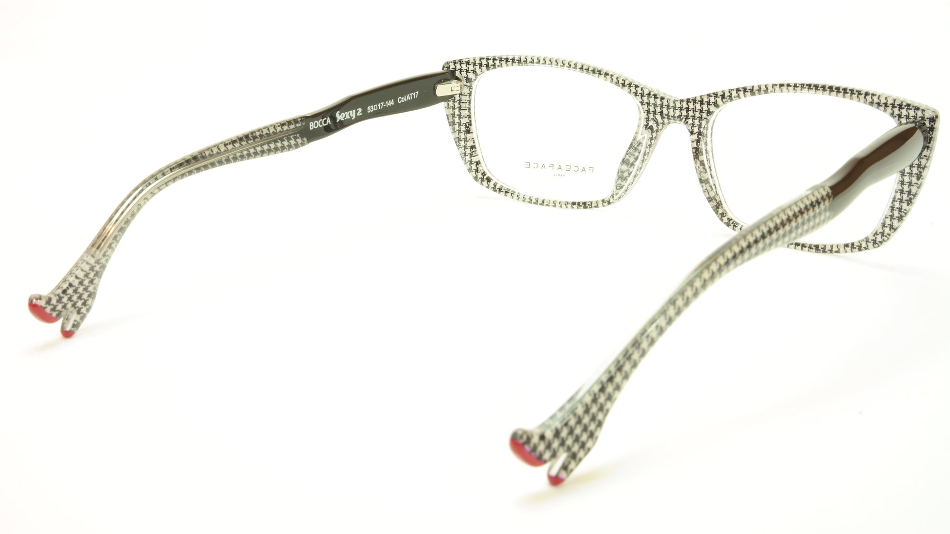Face A Face Bocca Sexy 2 Col AT17 Houndstooth Black Red Eyeglasses Made in Italy - Frame Bay