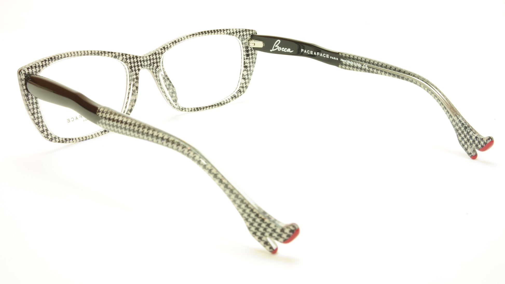 Face A Face Bocca Sexy 2 Col AT17 Houndstooth Black Red Eyeglasses Made in Italy - Frame Bay