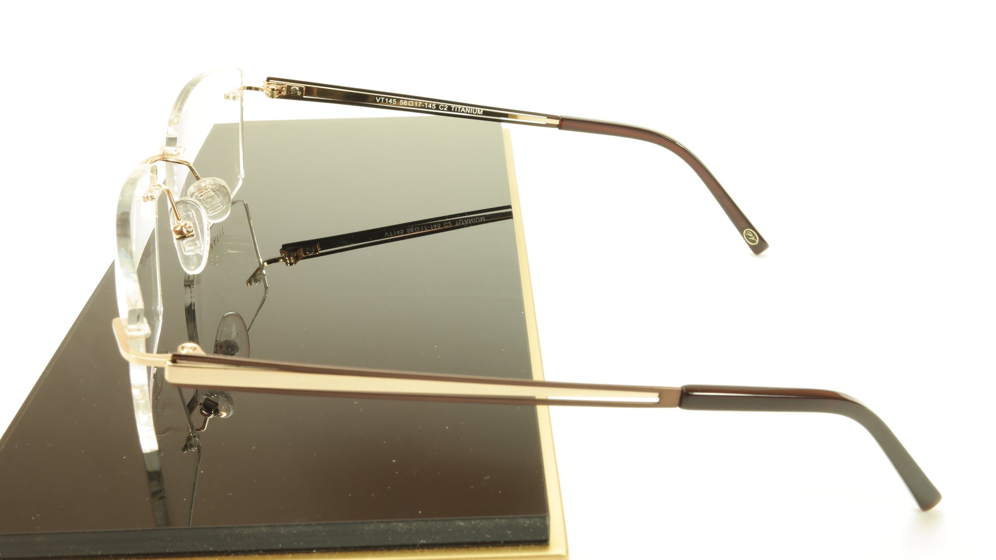 Paul Vosheront VT145 C2 Titanium Gold Brown Eyeglasses Frame Italy - Frame Bay