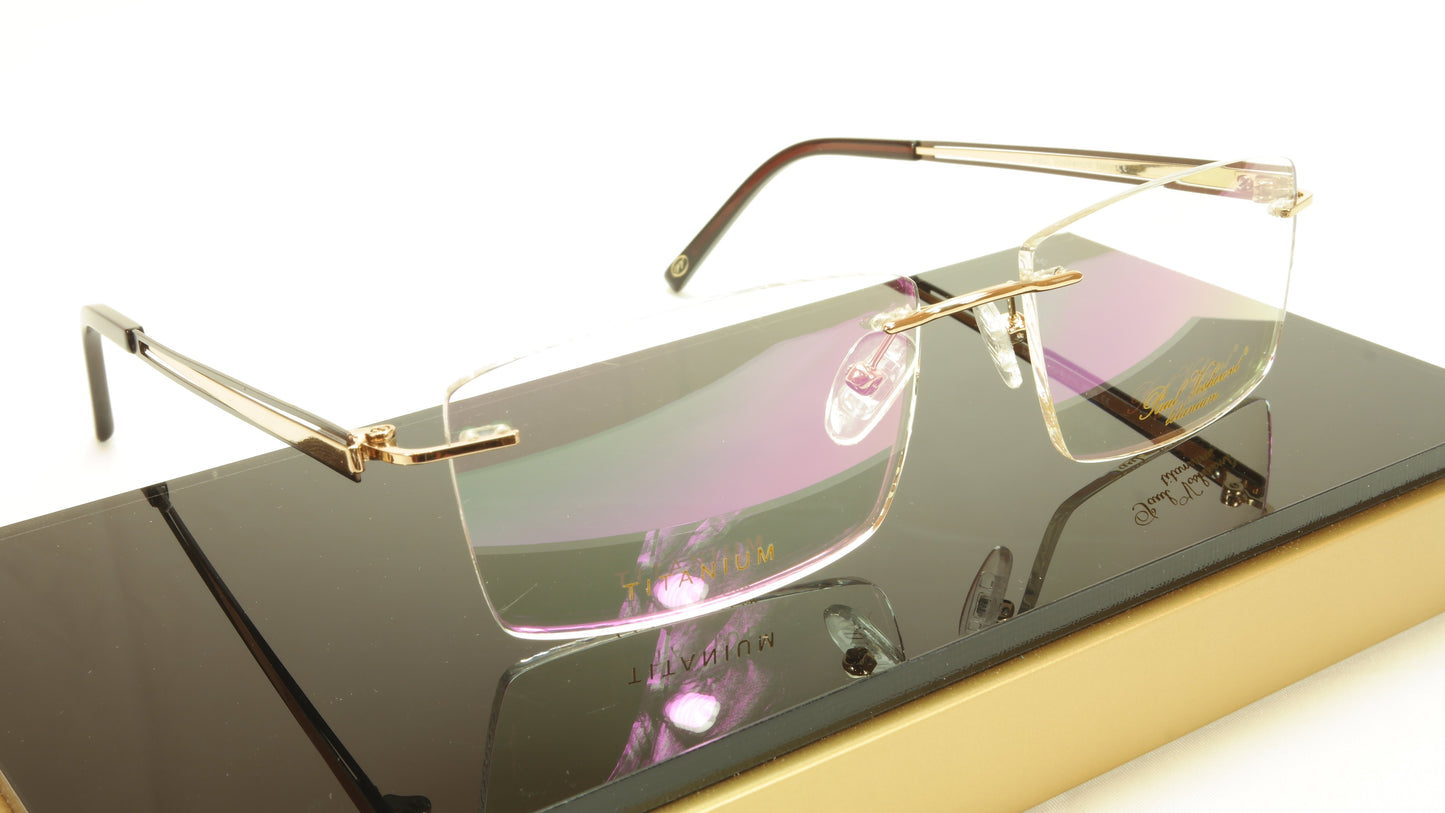 Paul Vosheront VT145 C2 Titanium Gold Brown Eyeglasses Frame Italy - Frame Bay
